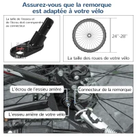 PawHut Remorque à vélo pour chien convertible jogger 2 en 1 pour animaux avec drapeau réflecteurs roues arrières gonflables aluminium(m-8)