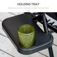 Outsunny Zero Gravity Lounger Chair, Folding Reclining Patio Chair with Shade Cover, Cup Holder, Soft Cushion and Headrest for Poolside, Camping, Grey(m-5)