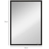 HOMCOM Wall Bathroom Mirror, 70 x 50 cm Wall-Mounted Mirror for Living Room, Bedroom, Hallway, Black(m-3)