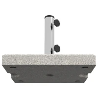Outsunny Base per Ombrellone da Giardino 25kg per Pali da Ø32mm, Ø38mm e Ø48mm, in Granito e Acciaio Inox, 38x38x38 cm, Grigia(m-7)