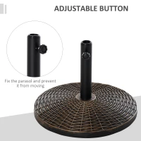 Outsunny 25kg Round Cement Parasol Base Concrete Umbrella Weight Stand Holder Patio Outdoor Garden Rattan Style Pattern Antique Bronze(m-4)
