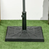 Outsunny 19kg Resin Garden Parasol Base Holder - Square Outdoor Market Umbrella Stand, Weight for Poles of Φ32mm, Φ38mm, and Φ48mm, Black(m-7)