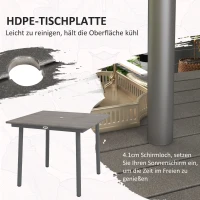 Outsunny Tuintafel Buiteneettafel Loungentafel, weerbestendig, modern design, 90 x 90 x 75 cm, Donkergrijs(m-6)