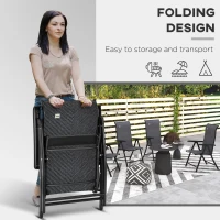 Outsunny Set of Two Folding Garden Chairs, with Seven-Position Adjustable Backs - Grey(m-4)