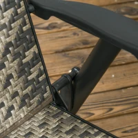 Outsunny 5 Pieces PE Rattan Dining Sets - 80cm Round Glass Top Garden Dining Table with Umbrella Hole, Outdoor Folding Armchair for Camping, Mixed Grey(m-8)