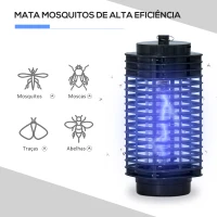 Outsunny Lâmpada Anti-Mosquitos Elétrica 30W Mata Mosquitos Elétrico Efeito UV 30 m² para Jardim Terraço Pátio 11x11x26 cm Preto(m-4)