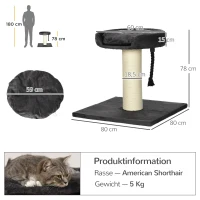 PawHut stevige krabpaal voor grote katten, kattenboom met kattenbed, XXL(m-3)