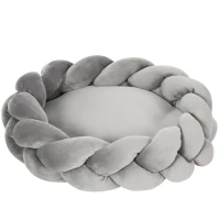 PawHut Pet Bed incl. Pillow, Cat Bed, Dog Basket, Washable, 55 cm x 55 cm x 14 cm, Gray(m-6)