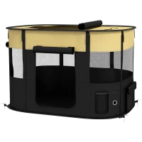 PawHut Foldable Dog Pen with Storage Bag for Indoor/Outdoor Use, Portable Pet playpen, with Ground Stakes - Yellow(m-1)