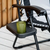 Outsunny Zero Gravity Lounger Chair, Folding Reclining Patio Chair with Shade Cover, Cup Holder, Soft Cushion and Headrest for Poolside, Camping, Grey(m-12)