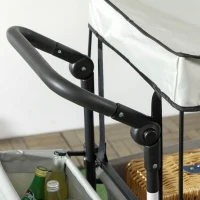 Outsunny Folding Trolley Cart Storage Wagon Beach Trailer 4 Wheels with Handle Overhead Canopy Cart Push Pull for Camping, Grey(m-9)