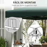 Outsunny Toldo de Substituição 3x3 m para Pérgola de Jardim Cobertura de Substituição para Tenda Dobrável Verde Escuro(m-6)