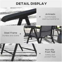 Outsunny Set of Two Folding Garden Chairs, with Seven-Position Adjustable Backs - Grey(m-7)