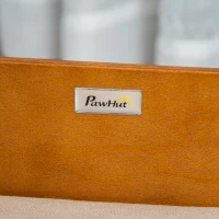 PawHut Haustiersofa Hundesofa mit Kissen Erhöhtes Katzensofa Hundecouch Hundebett mit Kissen Indoor weich Mehrschichtenplatte Braun+Cremeweiß 71 x 42,5 x 23 cm(m-9)