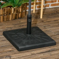 Outsunny 19kg Resin Garden Parasol Base Holder - Square Outdoor Market Umbrella Stand, Weight for Poles of Φ32mm, Φ38mm, and Φ48mm, Black(m-2)