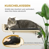 PawHut Kletterwand für Katzen, 2 Liegeflächen, 1 Katzenhöhle, abnehmbare Bezüge 59 cm x 30 cm x 27,5 cm, Natur + Schwarz(m-6)