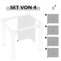 Outsunny Zasłona zastępcza do pawilonu, 4 szt., do pawilonu 3x3m, 302x205cm, Beżowy(m-4)