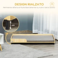 PawHut Cuccia per Cani Rialzata con Cuscino Removibile e Lavabile, in Truciolato e Acciaio, 110x70x15.5cm, Grigio(m-5)