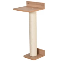 PawHut Kletterwand für Katzen Wandmontierter Katzenbaum Kratzbaum Katzenbretter für Wand Wandkratzbaum mit Katzenkratzmatte Kletterbaum Sisalsäulen Spanplatte Sisal Natürlich 30 x 27,5 x 63 cm(m-10)