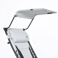 Outsunny Zero Gravity Lounger Chair, Folding Reclining Patio Chair with Shade Cover, Cup Holder, Soft Cushion and Headrest for Poolside, Camping, Grey(m-11)