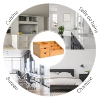 HOMCOM Lot de 2 boîtes de Rangement de Bureau - Organiseur de Bureau - 7 Compartiments, 2 tiroirs - Bambou Verni(m-7)