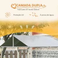 PawHut Canil de Exterior para Cães Médios Gaiola para Cães com Fechadura Toldo Impermeável e Anti-UV 200x200x237 cm Prata(m-6)