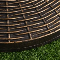 Outsunny 25kg Round Cement Parasol Base Concrete Umbrella Weight Stand Holder Patio Outdoor Garden Rattan Style Pattern Antique Bronze(m-8)