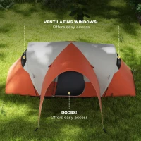 Outsunny 3000mm Waterproof Camping Tent for 5-6 Man, Family Tent with Porch and Sewn in Groundsheet, Portable with Bag, Orange(m-6)