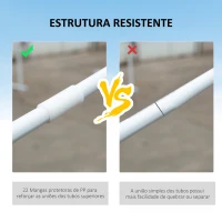 Outsunny Tenda de Jardim 583x293 cm Tenda para Festas com 4 Janelas 2 Portas com Fecho de Correr 6 Paredes Laterais  Branco(m-6)