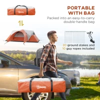 Outsunny 3000mm Waterproof Camping Tent for 5-6 Man, Family Tent with Porch and Sewn in Groundsheet, Portable with Bag, Orange(m-8)
