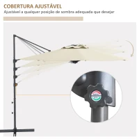 Outsunny Chapéu de Sol Excêntrico Ø294x242 cm Chapéu de Sol com Altura Ajustável Mastro Giratório 360° Ângulo Ajustável Creme(m-5)