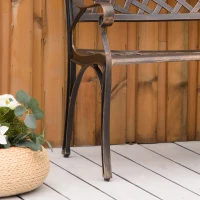 Outsunny Cast Aluminium Outdoor Garden Bench 2 Seater Antique Patio Loveseat, Bronze(m-10)