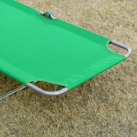 Outsunny Foldable Sun Lounger with Reading Hole, Portable Sun Lounger with 5 Level Adjustable Backrest, Reclining Lounge Chair with Side Pocket, Headrest Pillow, Green(m-10)