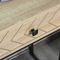 HOMCOM Mesa Consola 90x35x76cm Mesa de Entrada com 2 Gavetas de Armazenamento Decorativos e Estrutura de Metal para Entrada Corredor Sala de Estar Natural(m-7)