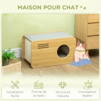 PawHut Maison pour chat niche pour chat forme de boite poste de radio avec 2 coussins - 70 x 40 x 40 cm(m-7)