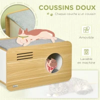PawHut Maison pour chat niche pour chat forme de boite poste de radio avec 2 coussins - 70 x 40 x 40 cm(m-5)