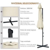 Outsunny Chapéu de Sol Excêntrico Ø294x242 cm Chapéu de Sol com Altura Ajustável Mastro Giratório 360° Ângulo Ajustável Creme(m-4)