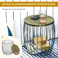 Outsunny Conjunto de 3 Mesas de Jardim Empilháveis Mesas Auxiliares Redondas com Estrutura Metálica e Tampo Imitação Vime Preto(m-5)