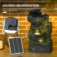 Outsunny Fonteinen Tuin, Steen-look Zonne-energie LED's Kunstharz Grijs(m-5)