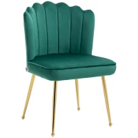 HOMCOM Velvet-Feel Shell Accent Chair - Green(m-11)