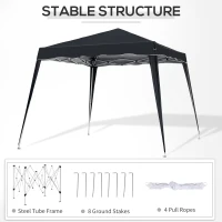 Outsunny Slant Leg Pop Up Gazebo - Comes with Carry Bag, Height Adjustable Party Tent, Instant Event Shelter for Garden, Patio (3 M × 3 M Base / 2.5 M × 2.5 M Top, Black)(m-5)