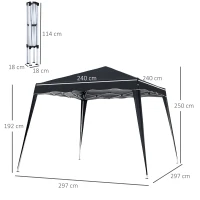 Outsunny Slant Leg Pop Up Gazebo - Comes with Carry Bag, Height Adjustable Party Tent, Instant Event Shelter for Garden, Patio (3 M × 3 M Base / 2.5 M × 2.5 M Top, Black)(m-3)