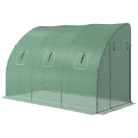 Outsunny Szklarnia Przylegająca, odporna na warunki atmosferyczne, zamykane drzwi, 300 cm x 150 cm x 197 cm, Folio, Zielony(m-10)