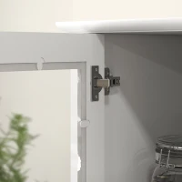 HOMCOM Armário de Cozinha Móvel Auxiliar de Cozinha com 2 Portas de Vidro Gaveta e Prateleiras Ajustáveis 61x35x168,5 cm Branco(m-9)