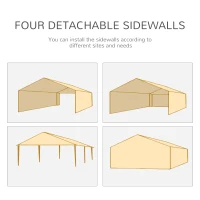 Outsunny 6 x 3 m Party Tent Wedding Gazebo Outdoor Waterproof PE Canopy Shade with 6 Removable Side Walls(m-5)
