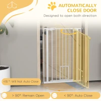 PawHut Extra Tall Pet Gate, Indoor Dog Safety Gate, with Cat Flap, Auto Close, 74-80cm Wide - White(m-5)