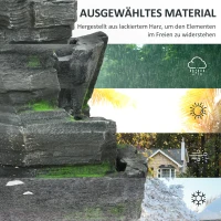 Outsunny Fonteinen Tuin, Steen-look Zonne-energie LED's Kunstharz Grijs(m-7)