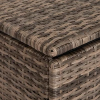 Outsunny Baú de Armazenamento de Vime Sintético 75x75x70 cm Baú de Exterior com Haste de Ar e Estrutura de Aço Carga 50 kg Cáqui(m-7)