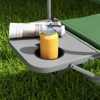 Outsunny Sedia da Campeggio Pieghevole con Tavolino Laterale, in Metallo e Tessuto Oxford, 81x51x87 cm, Verde(m-8)
