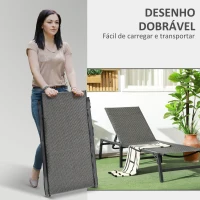 Outsunny Espreguiçadeira Dobrável para Jardim com Encosto Ajustável em 5 Níveis e Estrutura de Aço Carga 150 kg 183x62x32 cm Cinza(m-6)
